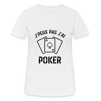 Texas holdem rami poker belote - T-shirt respirant Femme - blanc - Devant - AI Model Female 172 dark (172cm)