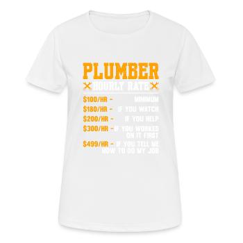 Plombier Taux horaire - T-shirt respirant Femme - blanc - Devant - AI Model Female 172 dark (172cm)