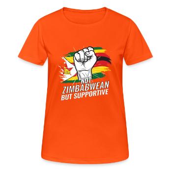 Pas zimbabwéen mais un drapeau zimbabwéen favorable - T-shirt respirant Femme - orange néon - Devant - AI Model Female 172 dark (172cm)