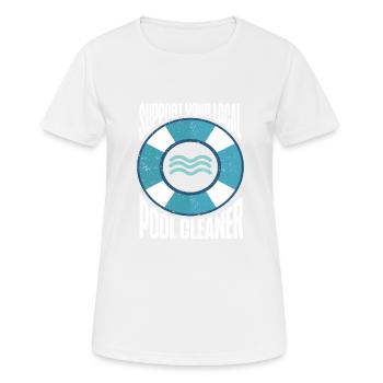 Nettoyage de piscine Travail Gardien de piscine - T-shirt respirant Femme - blanc - Devant - AI Model Female 172 dark (172cm)