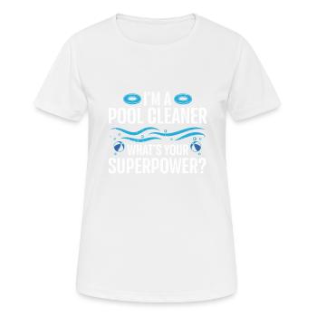 Nettoyage de piscine Travail Gardien de piscine - T-shirt respirant Femme - blanc - Devant - AI Model Female 172 dark (172cm)