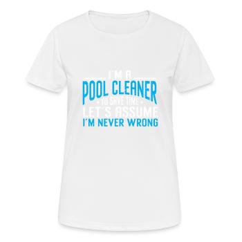 Nettoyage de piscine Travail Gardien de piscine - T-shirt respirant Femme - blanc - Devant - AI Model Female 172 dark (172cm)
