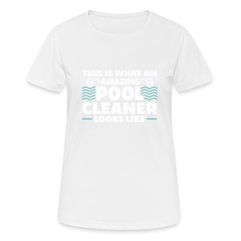 Nettoyage de piscine Travail Gardien de piscine - T-shirt respirant Femme - blanc - Devant - AI Model Female 172 dark (172cm)