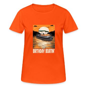 Pontoon Queen King Birthday Boatin Motorboat - Frauen T-Shirt atmungsaktiv - Neonorange - Vorne - AI Model Female 172 dark (172cm)