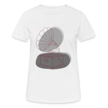 « Gramophone », Boho Line Art Design, série « Music » - T-shirt respirant Femme - blanc - Devant - AI Model Female 172 dark (172cm)
