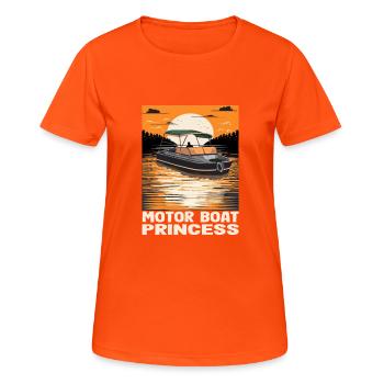 Motor Boat Princess Pontoon Queen Motorboating - Women's Breathable T-Shirt - neon orange - Front - AI Model Female 172 dark (172cm)
