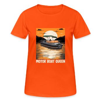 Pontoon Queen Motorboating Boat Parade Motor Boat - Women's Breathable T-Shirt - neon orange - Front - AI Model Female 172 dark (172cm)