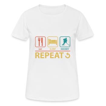 Eat Sleep Hockey Repeat Vintage Funny - Women's Breathable T-Shirt - white - Front - AI Model Female 172 dark (172cm)