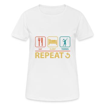 Eat Sleep Hockey Repeat Vintage Funny - Women's Breathable T-Shirt - white - Front - AI Model Female 172 dark (172cm)