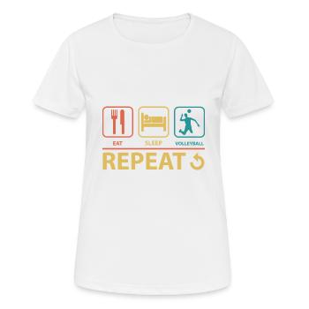 Eat Sleep Volleyball Repeat Vintage Funny - Women's Breathable T-Shirt - white - Front - AI Model Female 172 dark (172cm)