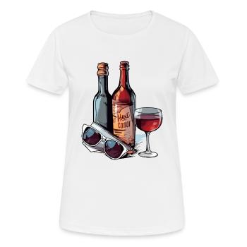 Bouteilles de vin et lunetttes - T-shirt respirant Femme - blanc - Devant - AI Model Female 172 dark (172cm)