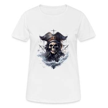 Pirate Skull Jolly Roger Costume Gift - Women's Breathable T-Shirt - white - Front - AI Model Female 172 dark (172cm)