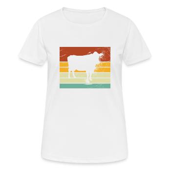 Cadeau de ferme laitière Cow Retro Moo Farmer - T-shirt respirant Femme - blanc - Devant - AI Model Female 172 dark (172cm)
