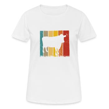 Cadeau rétro Cow Farmer - T-shirt respirant Femme - blanc - Devant - AI Model Female 172 dark (172cm)