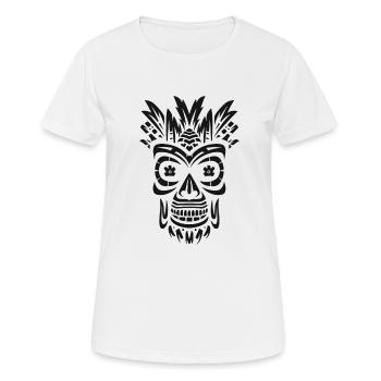 Tribal Tiki Maori Masque Polynésien Rétro Polynésien - T-shirt respirant Femme - blanc - Devant - AI Model Female 172 dark (172cm)