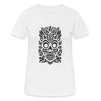 Tribal Tiki Maori Masque Polynésien Rétro Polynésien - T-shirt respirant Femme - blanc - Devant - AI Model Female 172 dark (172cm)