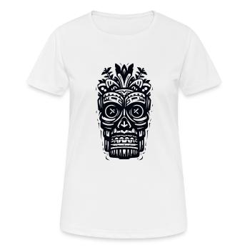Tribal Tiki Maori Masque Polynésien Rétro Polynésien - T-shirt respirant Femme - blanc - Devant - AI Model Female 172 dark (172cm)