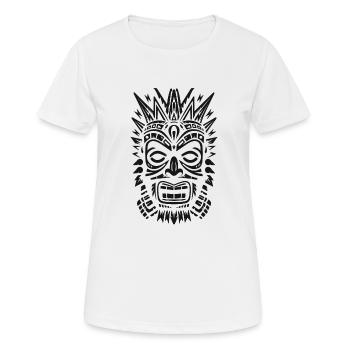 Tribal Tiki Maori Masque Polynésien Rétro Polynésien - T-shirt respirant Femme - blanc - Devant - AI Model Female 172 dark (172cm)