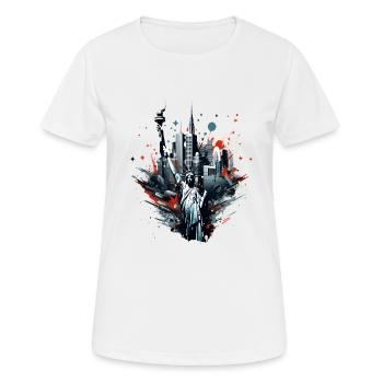 Gratte-ciel de la Statue de la Liberté de New York - T-shirt respirant Femme - blanc - Devant - AI Model Female 172 dark (172cm)