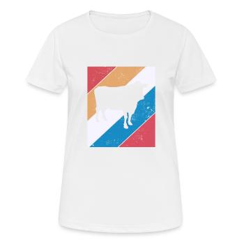 Cadeau de ferme laitière Cow Retro Moo Farmer - T-shirt respirant Femme - blanc - Devant - AI Model Female 172 dark (172cm)