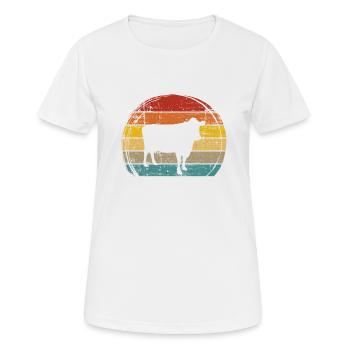 Cadeau de ferme laitière Cow Retro Moo Farmer - T-shirt respirant Femme - blanc - Devant - AI Model Female 172 dark (172cm)