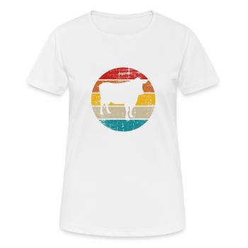 Cadeau de ferme laitière Cow Retro Moo Farmer - T-shirt respirant Femme - blanc - Devant - AI Model Female 172 dark (172cm)