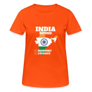 India Bound Country Travel Indian Flag Vacation - Frauen T-Shirt atmungsaktiv - Neonorange - Vorne - AI Model Female 172 dark (172cm)