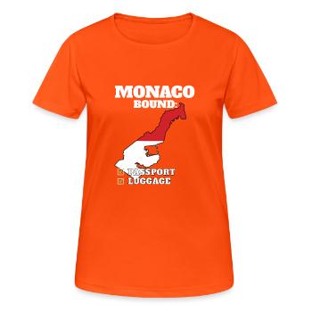 Monaco Bound Country Travel Drapeau monégasque - T-shirt respirant Femme - orange néon - Devant - AI Model Female 172 dark (172cm)