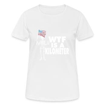 WTF Is A Kilometer Meme Skeleton USA Flag - Frauen T-Shirt atmungsaktiv - Weiß - Vorne - AI Model Female 172 dark (172cm)