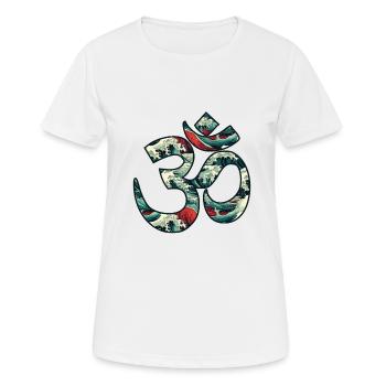 Cosmic Resonance: The Sacred Om - Frauen T-Shirt atmungsaktiv - Weiß - Vorne - AI Model Female 172 dark (172cm)