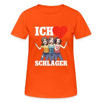 J’adore Schlager - T-shirt respirant Femme - orange néon - Devant - AI Model Female 172 dark (172cm)