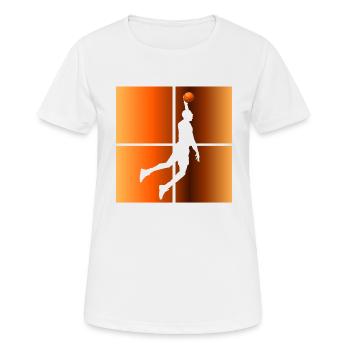 Basketball player jumps high in the air hoop - Women's Breathable T-Shirt - white - Front - AI Model Female 172 dark (172cm)