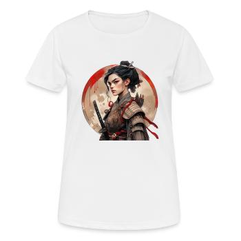 Asia 80s Japanese Retro Samurai Samurai - Women's Breathable T-Shirt - white - Front - AI Model Female 172 dark (172cm)