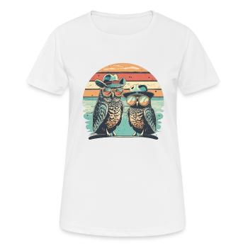 Eule Retro vintage - Frauen T-Shirt atmungsaktiv - Weiß - Vorne - AI Model Female 172 dark (172cm)