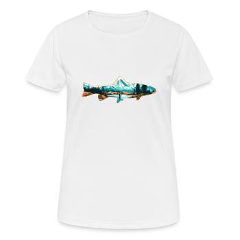 Retro Trout Angler Creations Trout Outline - Women's Breathable T-Shirt - white - Front - AI Model Female 172 dark (172cm)