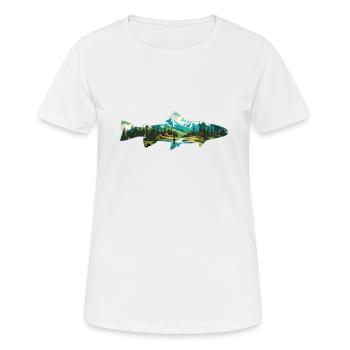 Fliegenfischen auf Forellen: Retro-Liebe zum - Frauen T-Shirt atmungsaktiv - Weiß - Vorne - AI Model Female 172 dark (172cm)