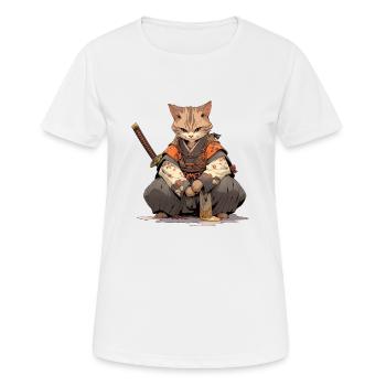 Asia Cat Japanese Samurai Samurai - Women's Breathable T-Shirt - white - Front - AI Model Female 172 dark (172cm)