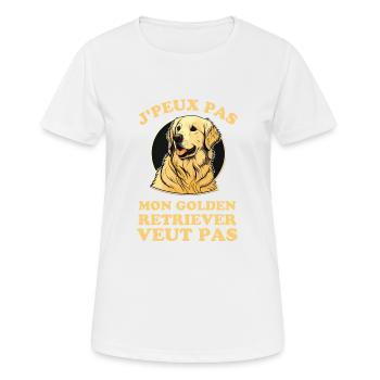 Chien de race golden retriever - T-shirt respirant Femme - blanc - Devant - AI Model Female 172 dark (172cm)