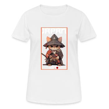 Asia Cat Japanese Samurai Samurai - Women's Breathable T-Shirt - white - Front - AI Model Female 172 dark (172cm)
