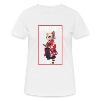 Asia Cat Japanese Samurai Samurai - Women's Breathable T-Shirt - white - Front - AI Model Female 172 dark (172cm)