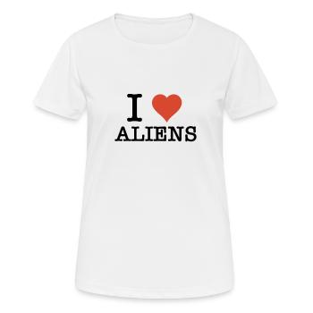 Alien Love UFO J’aime les extraterrestres - T-shirt respirant Femme - blanc - Devant - AI Model Female 172 dark (172cm)