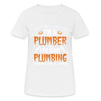 Klempner-Halloween - Ich brauche kein Kostüm - Frauen T-Shirt atmungsaktiv - Weiß - Vorne - AI Model Female 172 dark (172cm)
