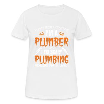 Klempner-Halloween - Ich brauche kein Kostüm - Frauen T-Shirt atmungsaktiv - Weiß - Vorne - AI Model Female 172 dark (172cm)