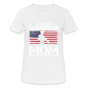 Proud American MOM - My Favorite Warrior Calls Me - Women's Breathable T-Shirt - white - Front - AI Model Female 172 dark (172cm)
