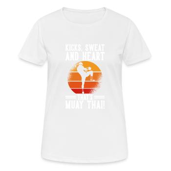 Muay Thai Boxing - Frauen T-Shirt atmungsaktiv - Weiß - Vorne - AI Model Female 172 dark (172cm)