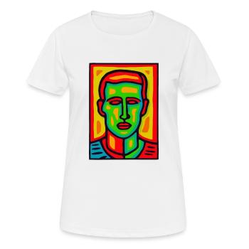 Is this Pop Art? Bold Colors, Masculine Portrait - Women's Breathable T-Shirt - white - Front - AI Model Female 172 dark (172cm)