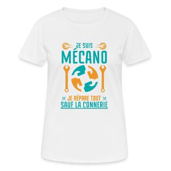Mécano mécanicien - T-shirt respirant Femme - blanc - Devant - AI Model Female 172 dark (172cm)