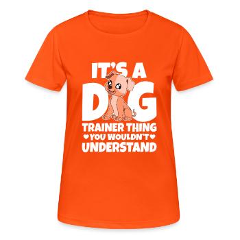 Dresseur de chiens École de chiens Sports canins - T-shirt respirant Femme - orange néon - Devant - AI Model Female 172 dark (172cm)