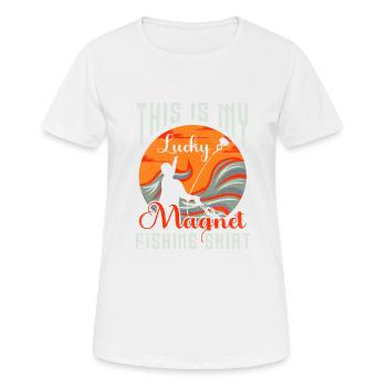 This is my lucky Magnet Fishing Magnet Fishing - Frauen T-Shirt atmungsaktiv - Weiß - Vorne - AI Model Female 172 dark (172cm)