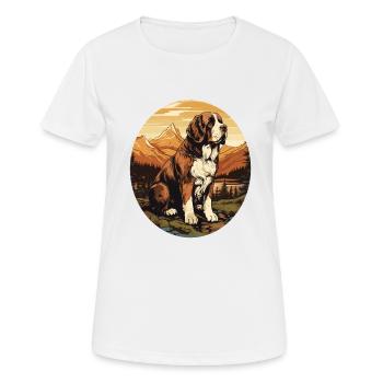 Hund Bernhardiner - Frauen T-Shirt atmungsaktiv - Weiß - Vorne - AI Model Female 172 dark (172cm)